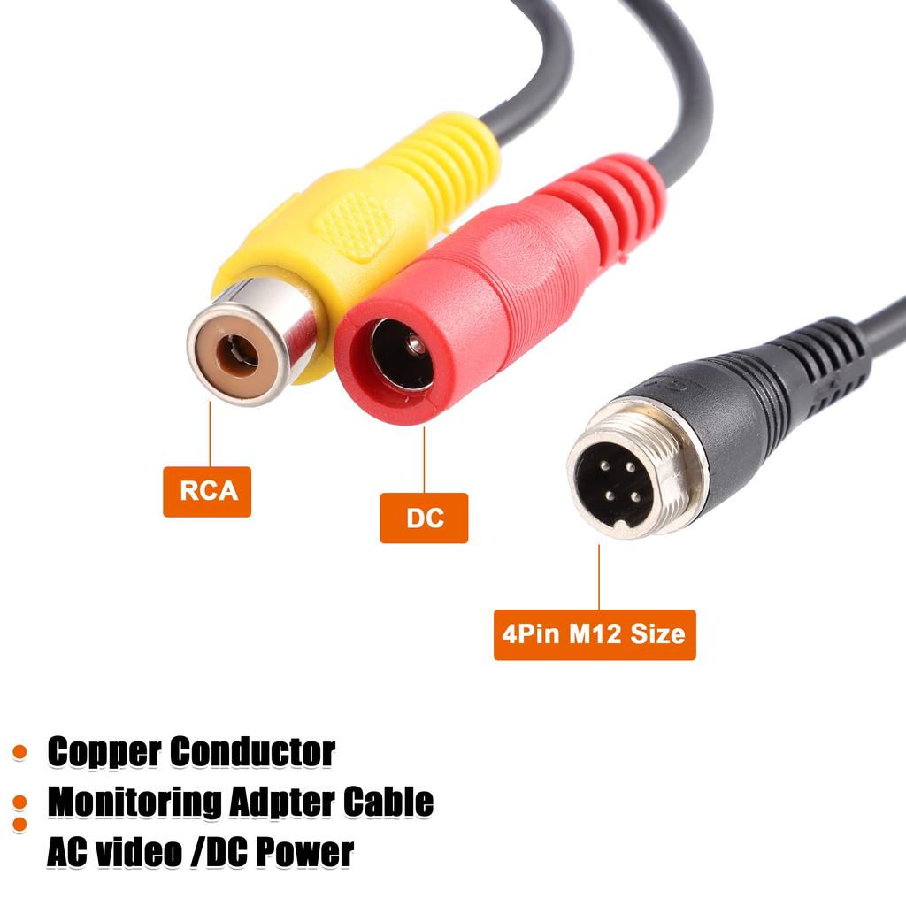 uxcell Car Camera Adapter AV DC Female Connector Wire Surveillance Video Cable Adapter 4