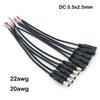 2pin DC Male Female Power Supply Connector Plug Extend Cable 5.5x2.5MM Wire Repair Cord 5525 DC5525 Pigtails 20/22awg 3A 5A 20cm
