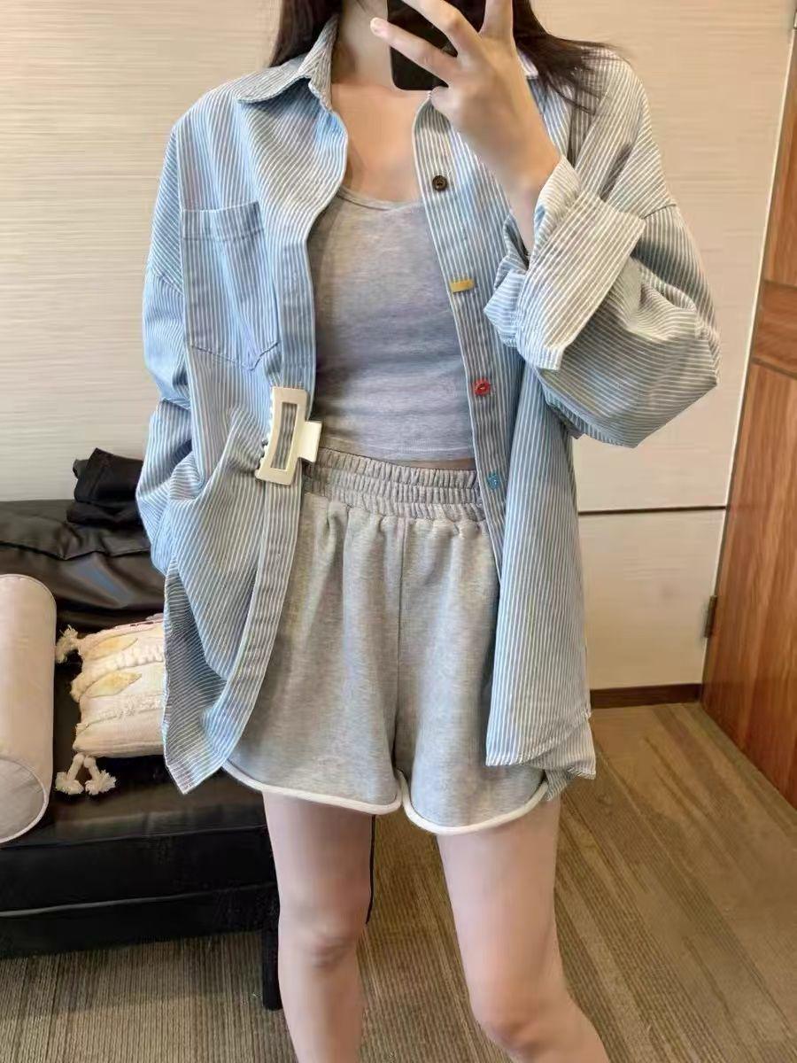 

Женская ретро полосатая куртка-рубашка - Красочный, свободный, многослойный дизайн для весны, лета и осени XXL