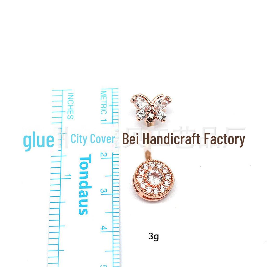 Gaby Kelebek & Yuvarlak Zirkon Göbek Piercingi Takı