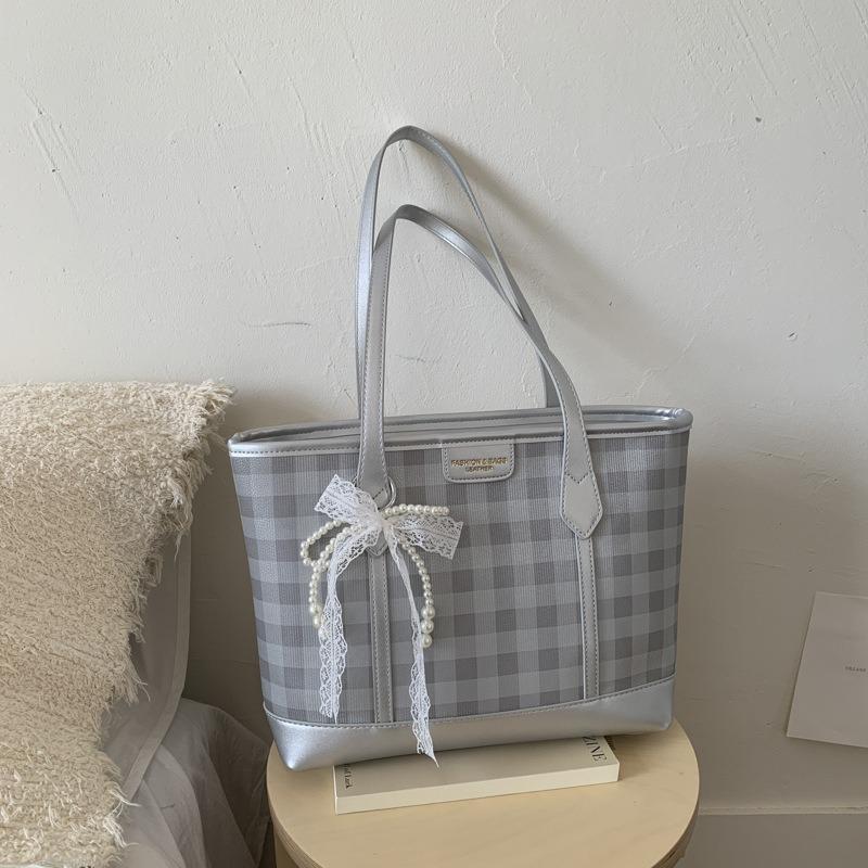 Trendy fashion contrasting colors casual commuter women's large-capacity bag simple and versatile single shoulder tote big bag