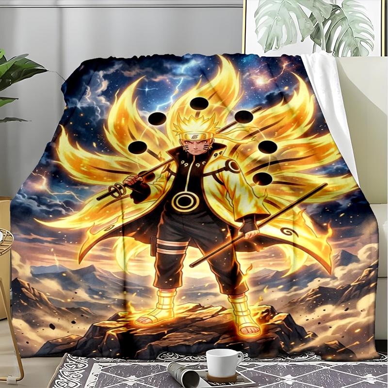 Naruto Power Print Flannel Blanket, Soft Warm Lightweight Throw Blanket for Living Room,Sofa Bed Camping Office
