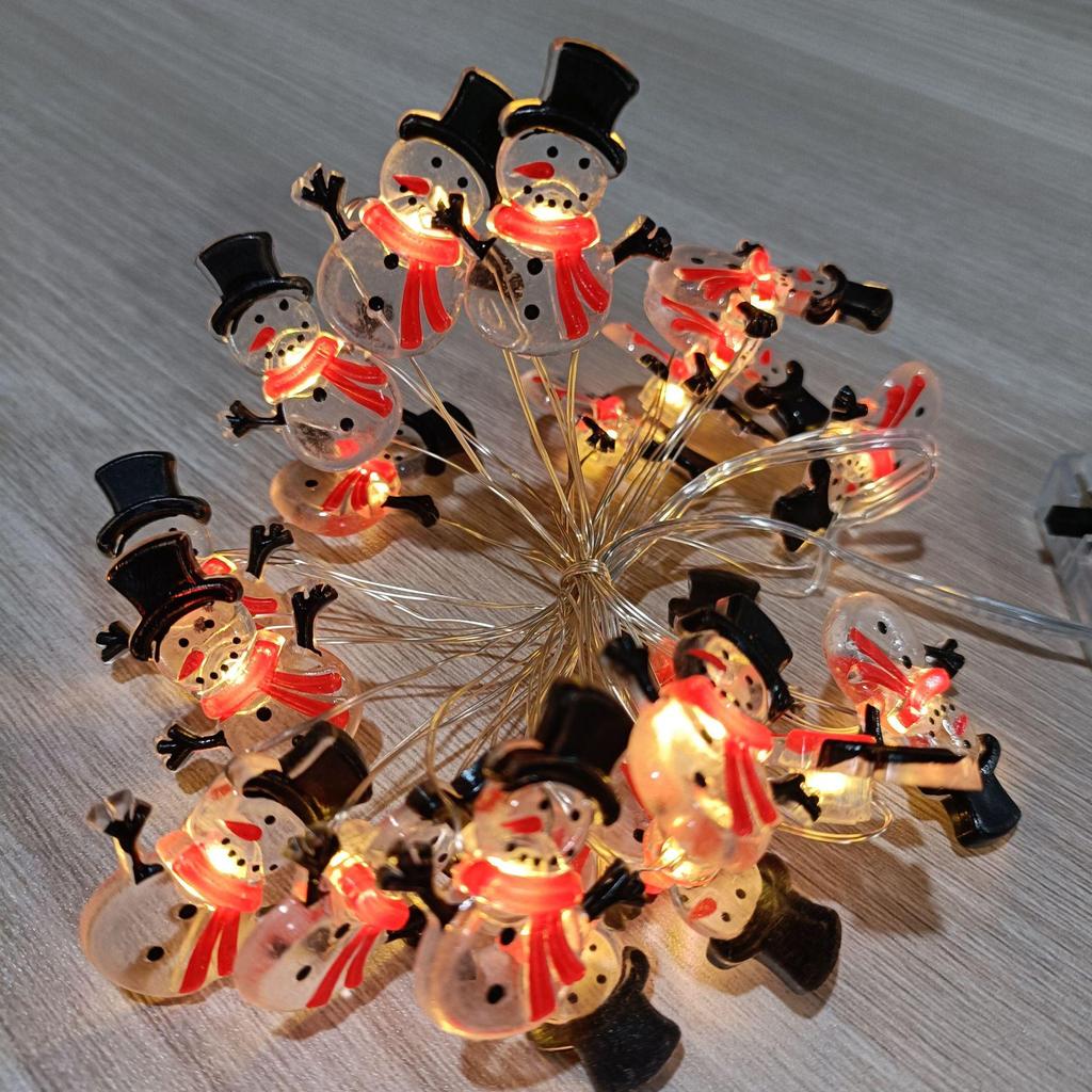 LED Christmas String Lights - Santa, Candy Cane & Snowman Designs with Battery Box, Copper Wire Decoration