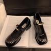 Shallow Single Shoes Waterproof Table Spring and Autumn Fairy 2025 French Square Head Word Mary Jane Shoes Girl New Wind Buckle Belt