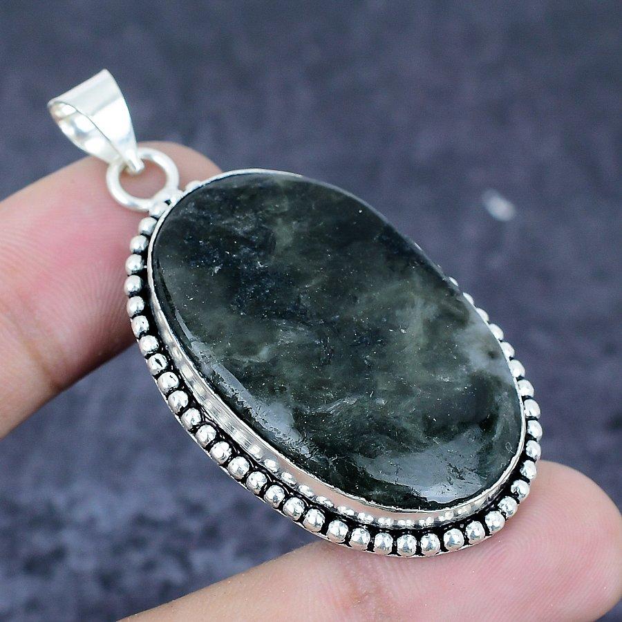Larvikite Gemstone Handmade 925 Sterling Silver Jewelry Pendant 2.21" P5w86
