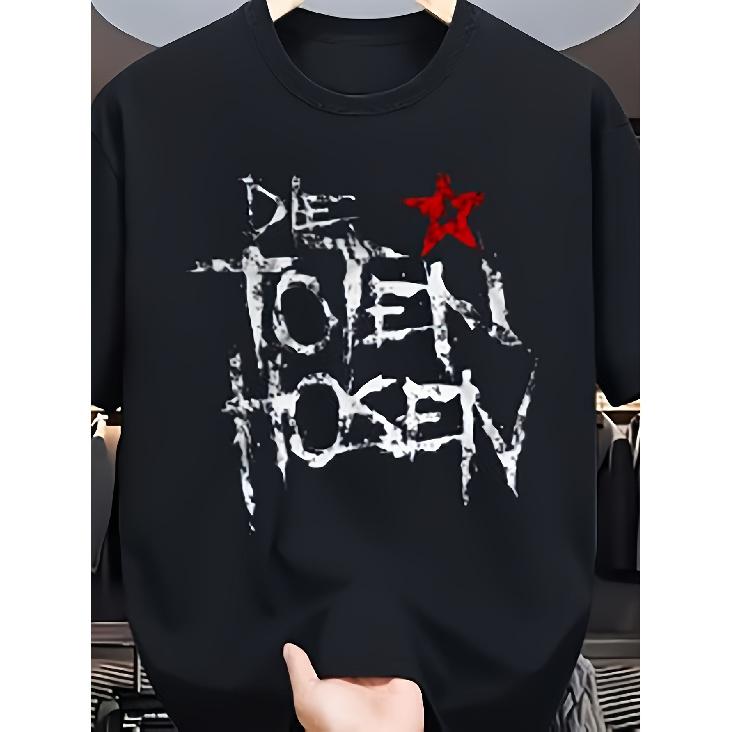 2026 New Style Dead Body Pants Band Pattern Men S T Shirt Striking White Graffiti Red Breathable T-Shirt Round Neck Design S Comfortable And