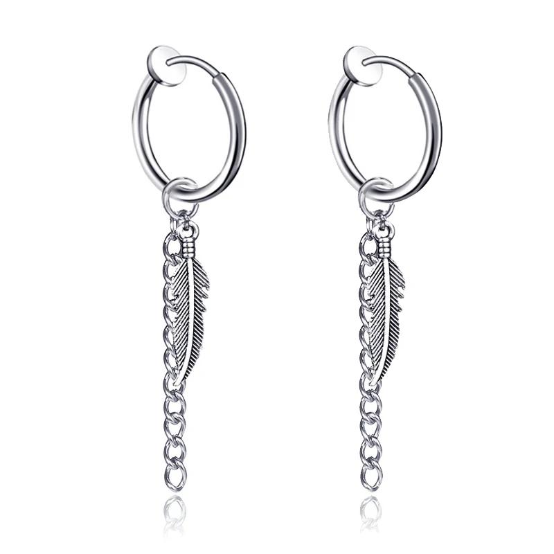 1Pair Unisex Punk Fashion Cross Pendant Ear Clip Non-Piercing Earrings Fake Earrings Gift for Men Women Jewelry Daily Wear