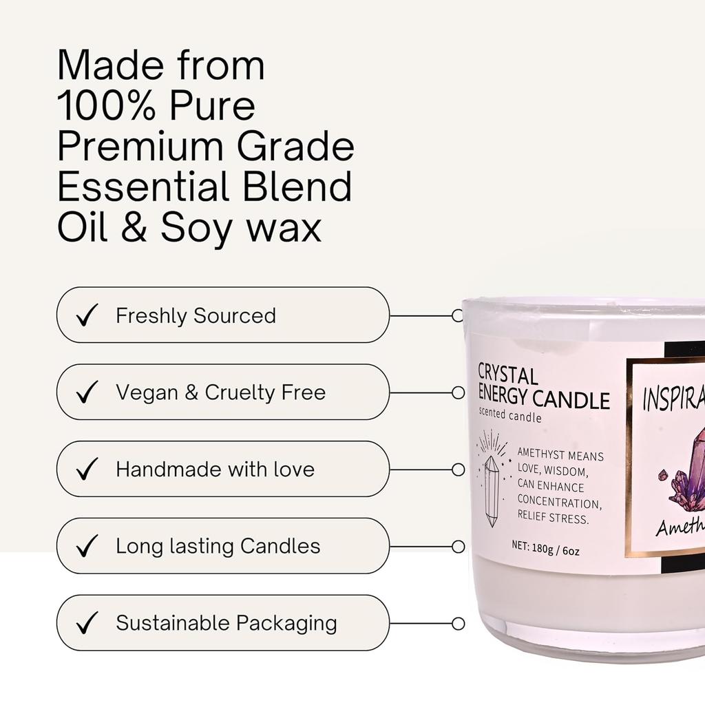 Cortina Scented Candle | Love Rose Quartz |100% Pure Soy Wax Scented Candle | Strong Fragrance | Infused with Pure Essential Oils | 40 hrs B