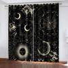 Graphic Sun Moon Starry Sky Printed Curtains, Rod Pocket Curtains Living Room Kitchen Office Decoration Curtains Home Decoration