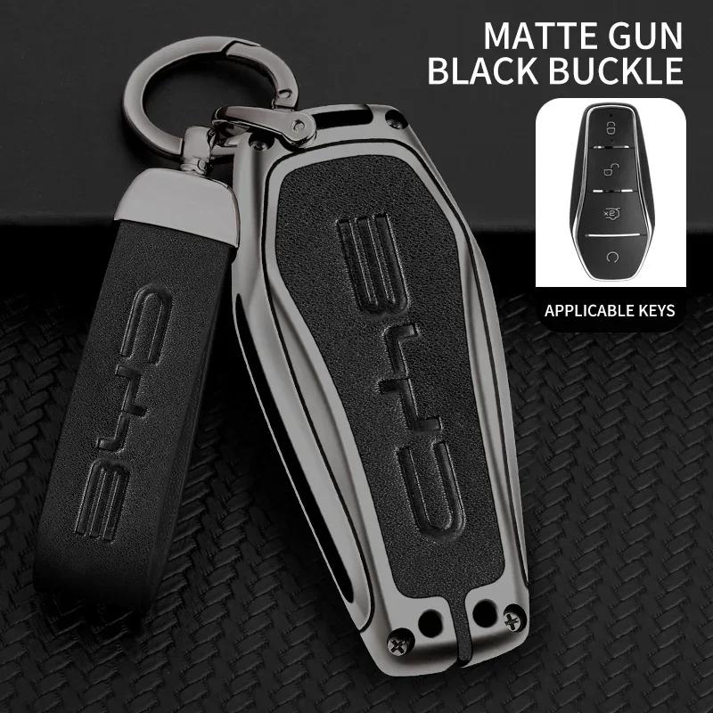 Metal & leather car key cover case shell protector for BYD Han EV Tang DM Qin plus song Pro Max yuan dolphin E2 Atto 3 accessori