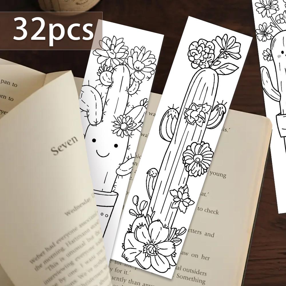 32pcs. Colored potted plant bookmarks, suitable for Christmas, Halloween, teachers, readers, birthday/festival gifts