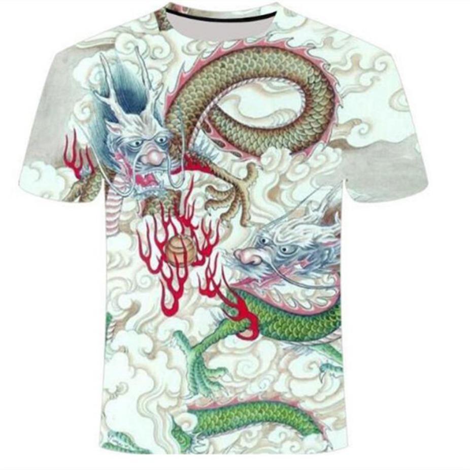 Jarní Léto Topy Muži Oblečení Velké velikosti Dragon Tričko s 3D potiskem Zvířecí trička O Krk Top S krátkým rukávem Prodyšné pánské košile
