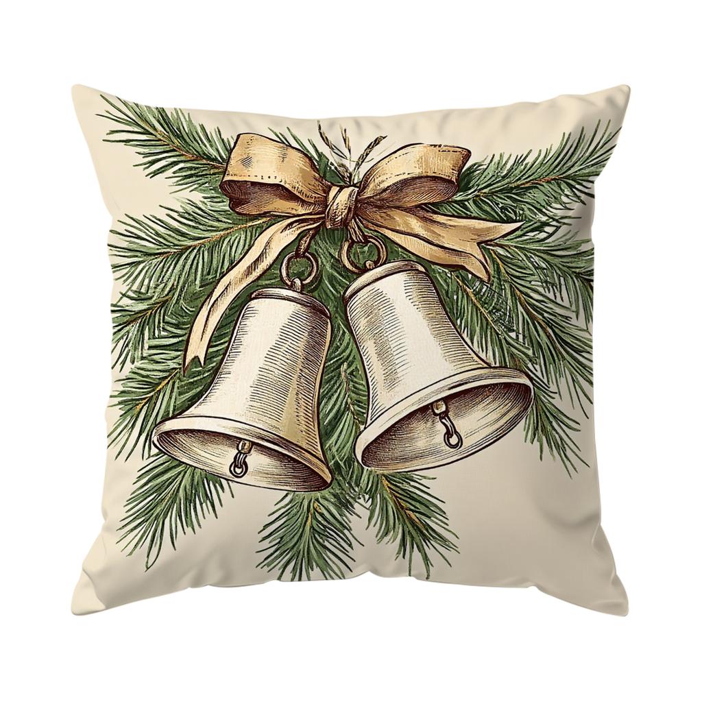Christmas Bells Candles Cushions Pillowcase Polyester Cushion Cover Throw Pillow Sofa Decoration Pillowcover Home Decor
