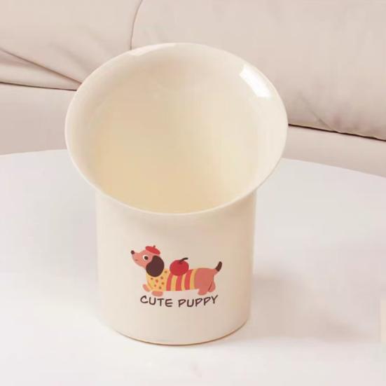 Coș de gunoi de birou Coșuleț drăguț pentru deșeuri cu Mini perie de curățat Buze amuzante de cârnat Mic coș de gunoi pentru birou Masă de toaletă