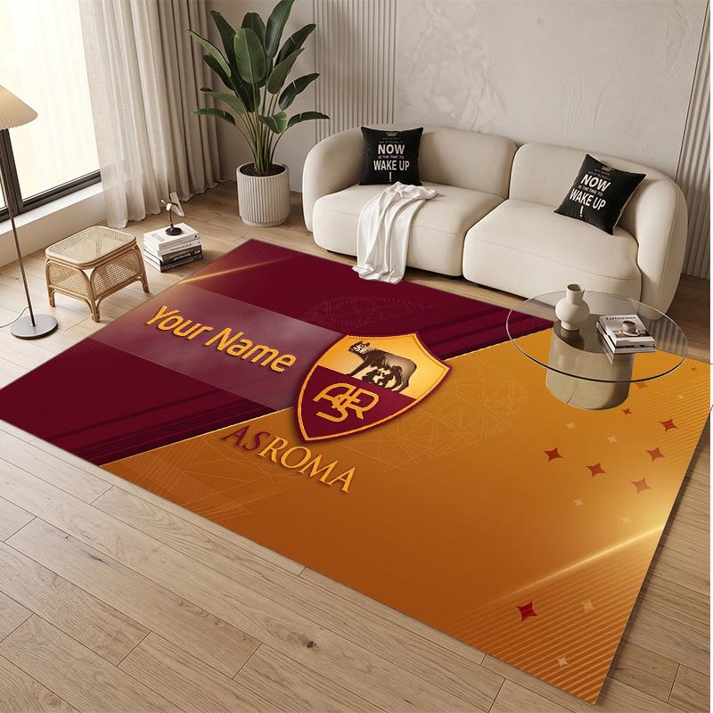 Personalized Crystal Velvet Carpet AS Roma FC Pattern Non Slip Floor Rug