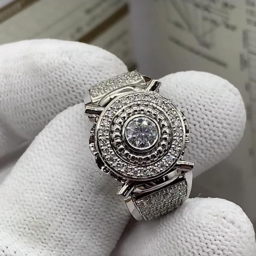 Three Heroes European & American Luxury Men's White Zircon Engagement Wedding Ring
