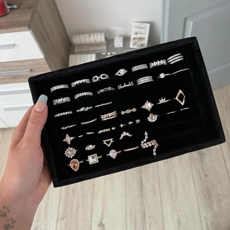 1 Stück Samt Ring Aufbewahrungstablett Ohrstecker Ohrringe Display Leerer Teller Schmuck Aufbewahrungstablett