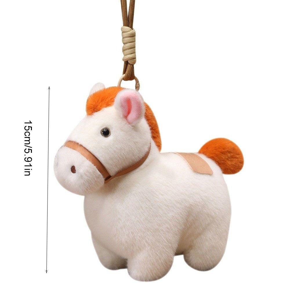 Animal Plush Horse Keychain Steed Doll Zodiac Pony Figurine Chinese New Year Gift Home Decoration