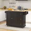 Kitchen Island with Drop Leaf, Rolling Kitchen Storage Trolley on Wheels with 3 Drawers, Black