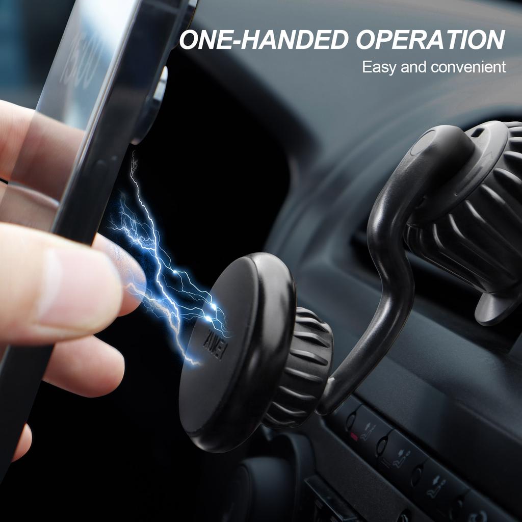 Universal 360° Magnetic Car Cell Phone Holder Air Vent Mount W/ 2 Metal Plates