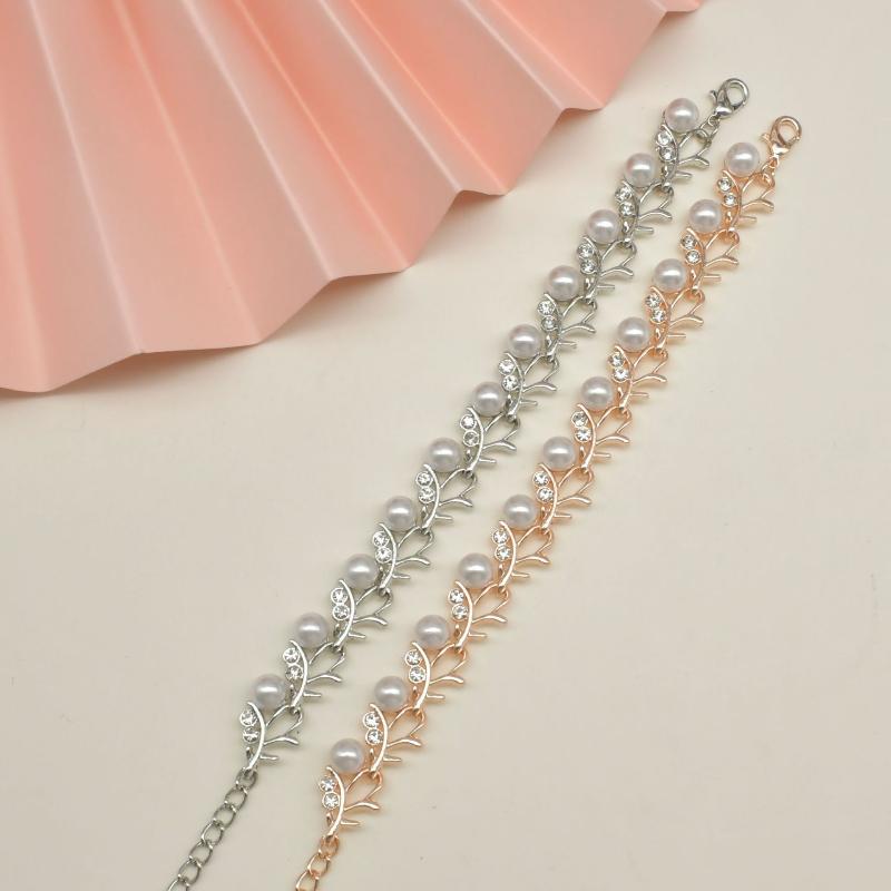 Elegant Faux Pearl Rhinestone Necklace Earrings Bracelet Bridal Jewelry Gift Jewelry Sets Women Wedding Dinner Dress Accessories