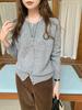 Women's Solid Color Pure Wool Cardigan with Embroidery Badge - Korean Style Round Neck Knit Outerwear for Autumn and Winter