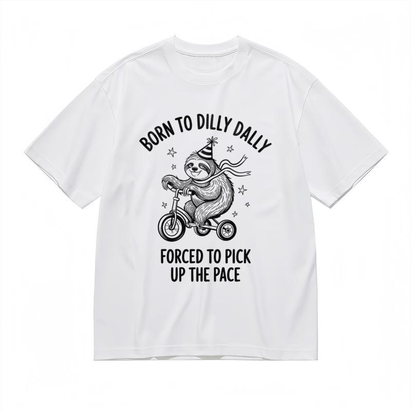 

Women s Comfy Slight Stretch Classic T-Shirt Dilly Dally Animal Humor Design Tee 2XL