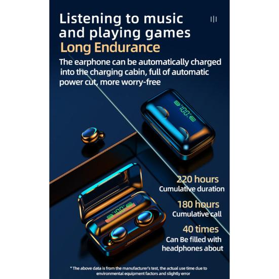 F9-5C True Wireless Stereo LED digitální displej Bluetooth 5.0 kompatibilní bezdrátová sluchátka Sportovní sluchátka do uší