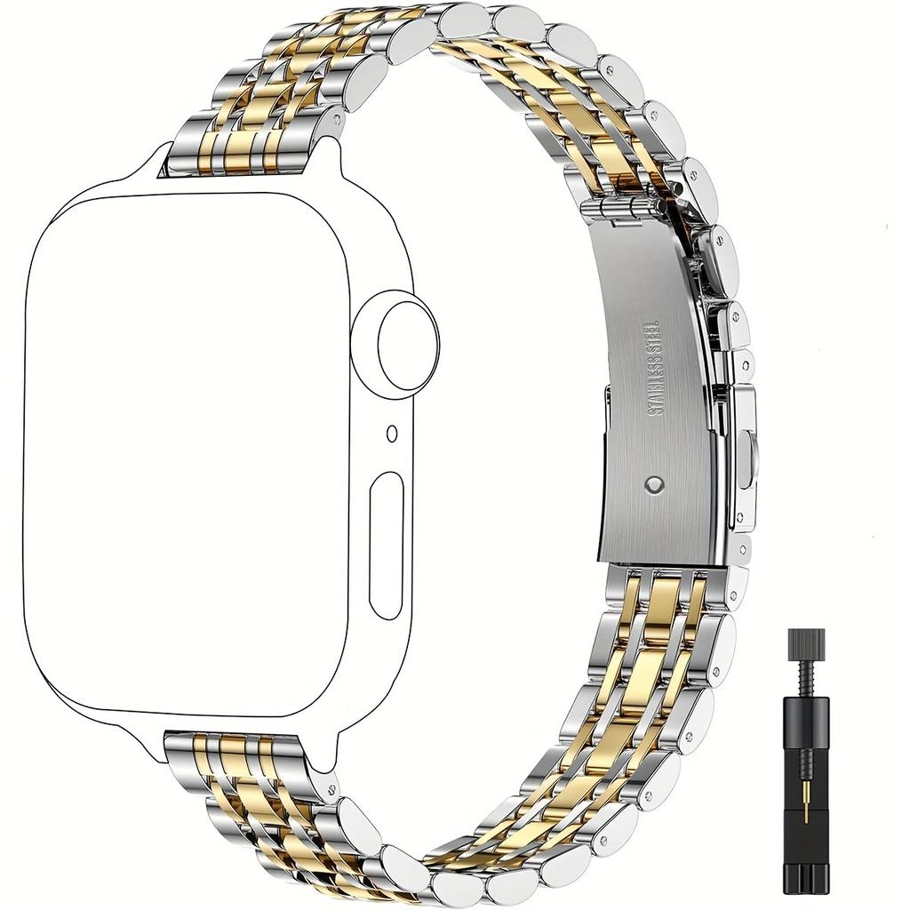 Two-tone Stainless Steel Bracelet For Apple Watch 38/40/41/42/44/45/46/49mm Series 1-10 & SE Metal Wristband for IWatch Series