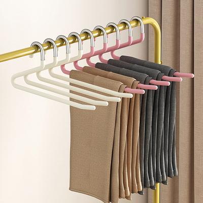 4PCS Goose Type Dip Plastic Pants Hanger Wardrobe Dormitory Telescopic Z Type Clothes Hanger Multi Layer Storage Hanger