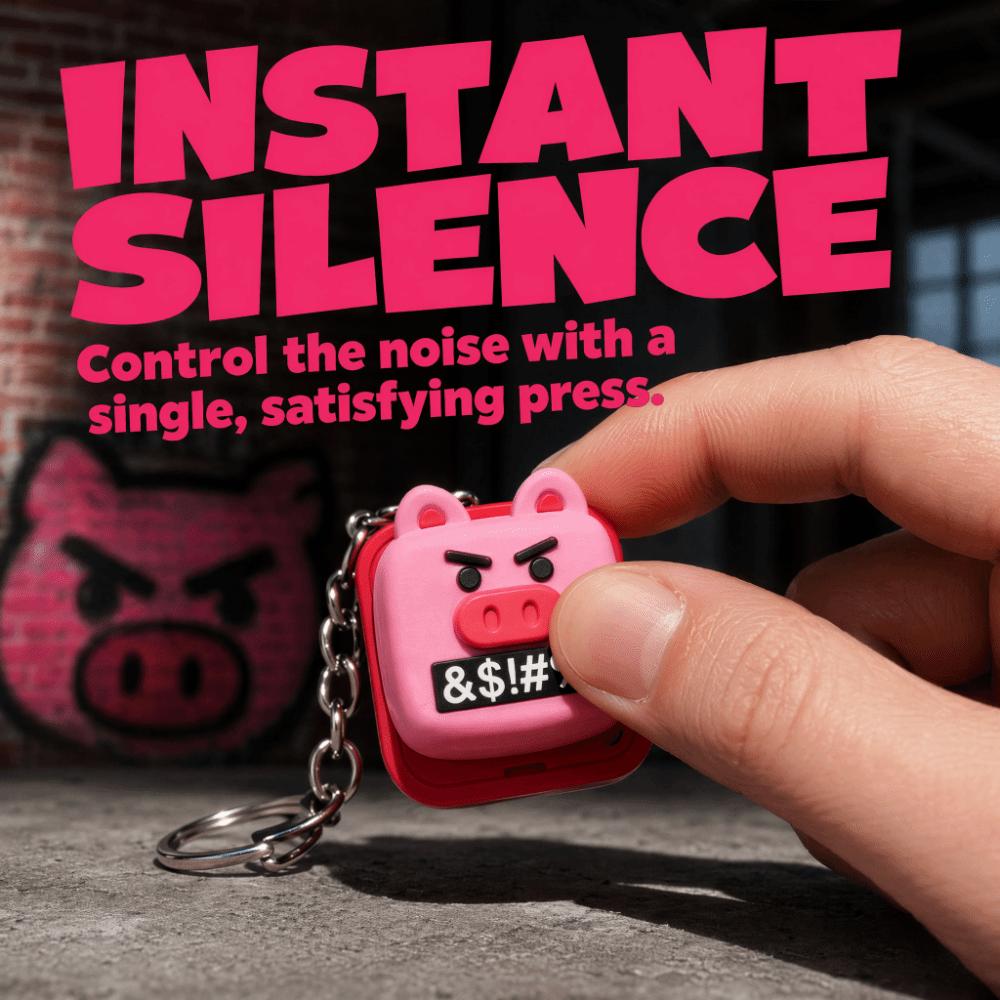 Muffler Sound Pink Pig Button Keychain Swear Sound Fidget Clicker Keychain Office Use