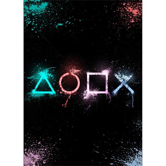 Massivholzrahmen mit LED-Spielgriff, Leinwandgemälde, nordische Gamer-Abstrakte Poster und Drucke, Wandkunst, Bild für Wohnzimmer, Teenagerzimmer, Heimdekoration