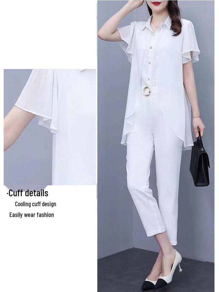 2024 Summer Chiffon Two-Piece Suit: Chic and Youthful Women's Fashion