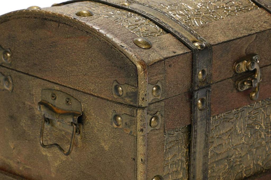 R_planning Antique Wooden Treasure Chest Box, Retro Vintage Decorative Trinket Box