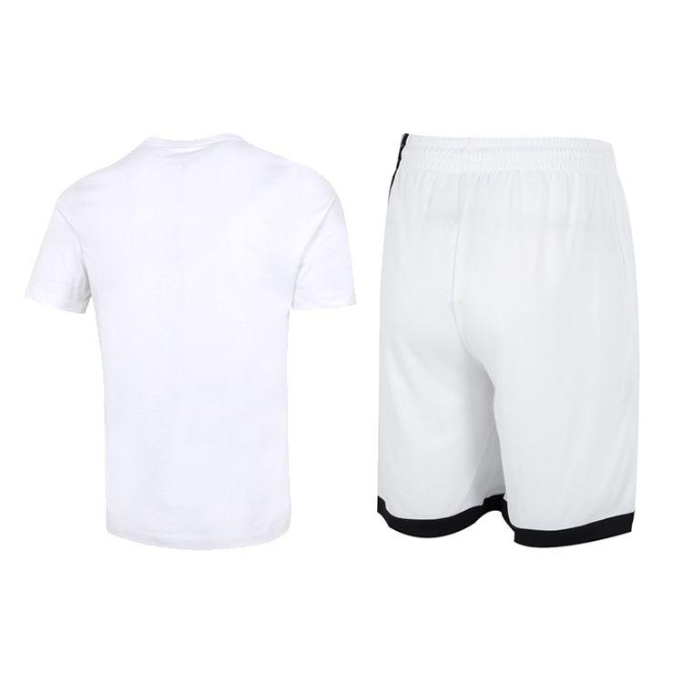 Nike Letter Logo Embroidered Swoosh Solid Color Casual Crew Neck Short Sleeve T-Shirt Quick-Dry Large Logo Basketball Shorts Set AR4999-101+DH6764-100