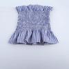 2025 Spring Women's European & American Style Striped Tie-Up Ruched Waist Top