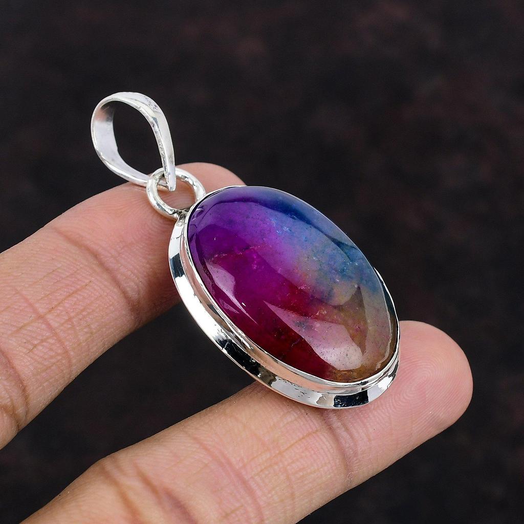 Regenbogen Solar Quarz Druzy Edelstein Anhänger handgemachte Boho Stil Schmuck 925 Sterling Silber Anhänger eleganter Anhänger Silber Schmuck für Geschenk