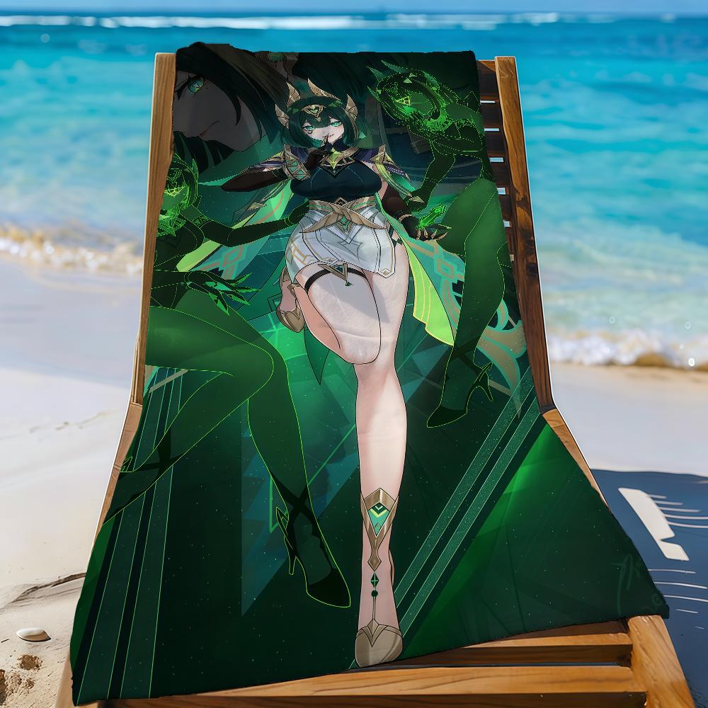 Genshin Impact Nefer Towel Sports Quick Dry Travel Camping Gear Sandproof Soft Light Large Beach Towel W40*H60(CM)