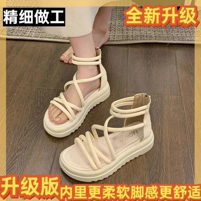 Sandals Female Student 2025 Summer New Fashion Versatile Design Sense Niche Temperament Muffin Platform Roman Sandals