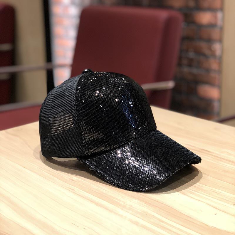 Women's Summer Mesh Sequin Visor Hat: Breathable, Fashionable Korean-Style Duckbill Cap for Travel & Sun Protection