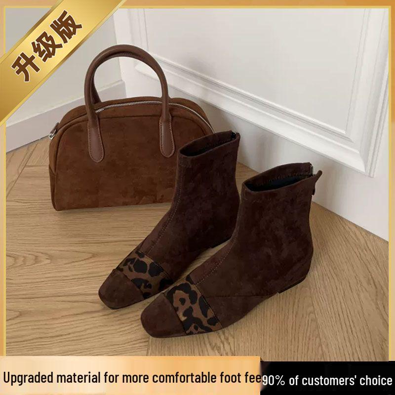 Women's Square-Toe Soft-Sole Ankle Boots 2025 - Fashionable, Slim, Niche Design for Autumn/Winter Trending Martin Style.