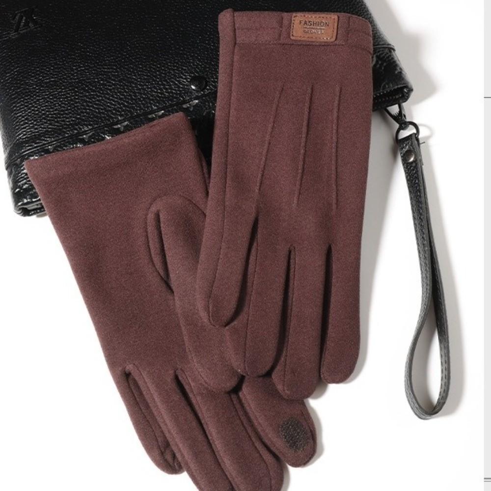 Touch Screen Keep Warm Gloves Solid Color Winter Mittens Thickened Thermal Gloves Man