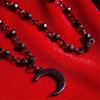 Retro Gothic Artificial Crystal Moon Pendant Necklace - Black Vintage Style Jewelry for Women Party Favors Gothic Fashion Accessories