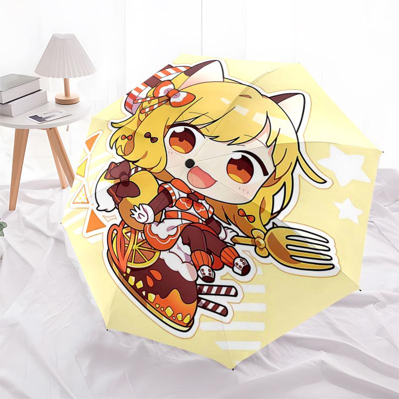 1 Stück Outdoor-Schirm mit süßem Katzenmädchen-Design - Automatisches Öffnen/Schließen, Tragbares 3-fach faltbares Design, 8-Speichen-Eisenrahmen - Perfektes Geschenk für Fans, Tra