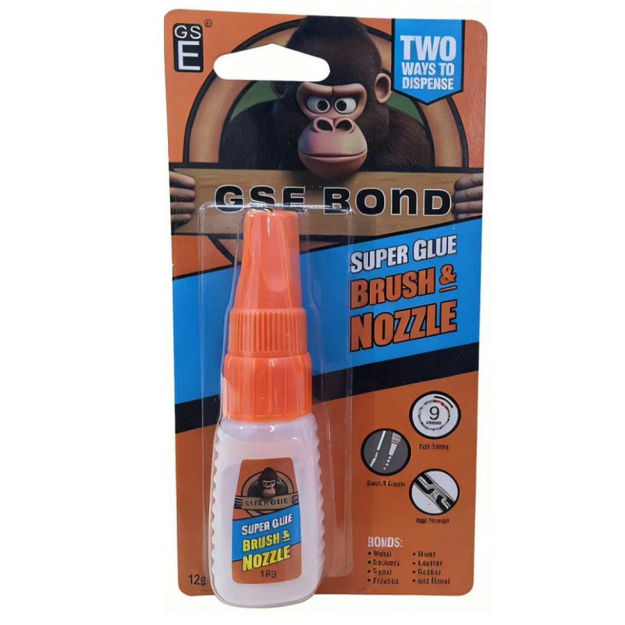 

GSE606 Multi-purpose High Viscosity Transparent Adhesive with Built-in Brush for Metal, Plastic, Wood, and Ceramic. 12g Blister Pack Net Weight