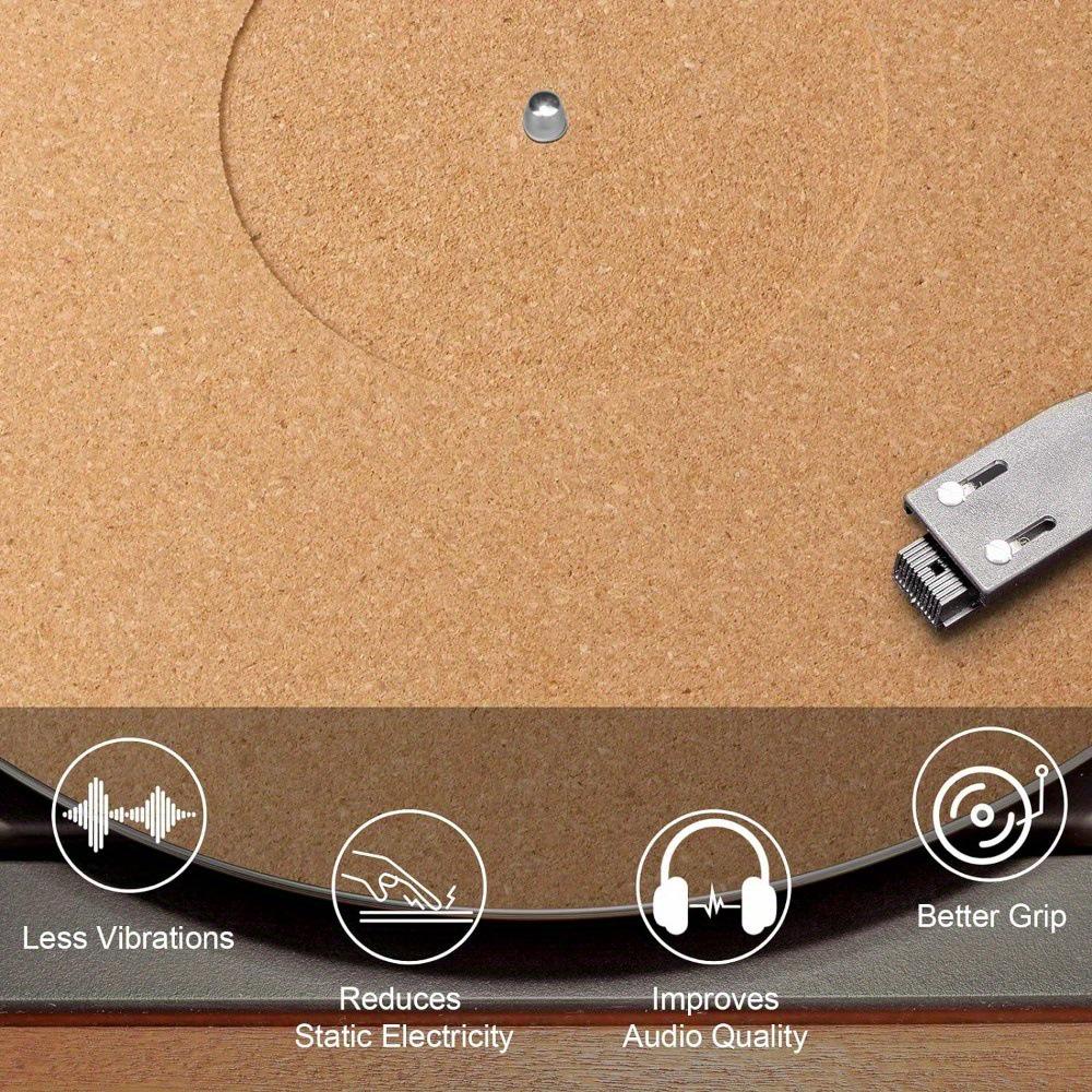 12-Inch Shock Absorbing Cork Turntable Mat for Vinyl Record Player
