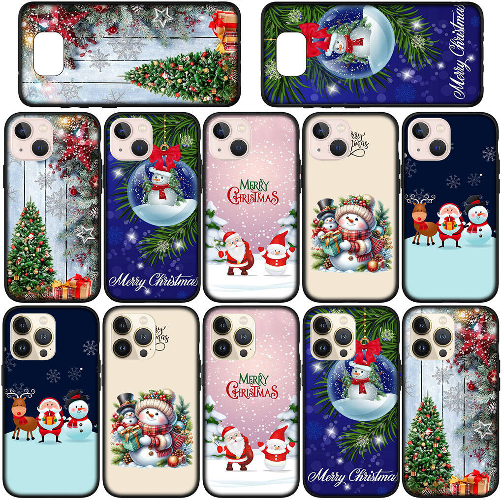Phone Case for iPhone 17 16 15 Plus XR Huawei P30 P20 Lite Redmi Note 14 12 11 13 Pro Max OPPO A60 A80 A40 A38 Gift Snowman Merry Christmas Deer Cover