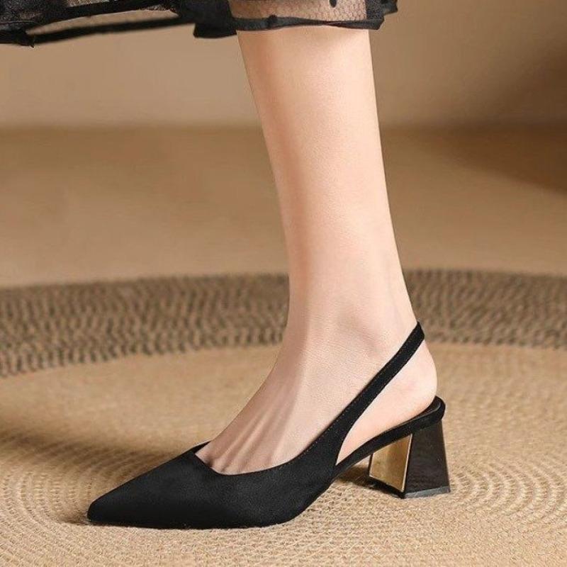 Square root wedding shoes summer thin heel empty sandals women's commuter pointed versatile height-increasing fashion sandals