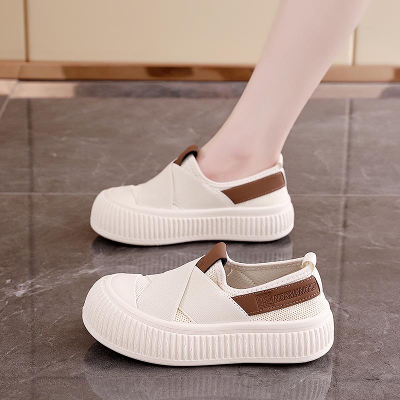 

2025 fashion new soft baseplate shoes women s loose spring and summer cloth shoes mesh thin casual white shoes women 6916 40 бежевый