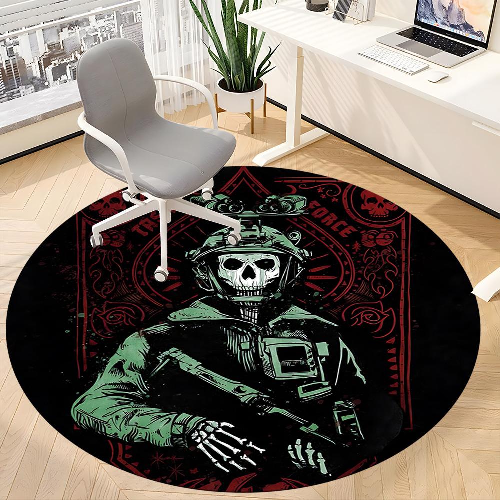1PC Call of Duty Office Round Rug - Perfect for Office or Study Decor, Machine Washable, Non-Slip Backing, Decorative Floor Mat